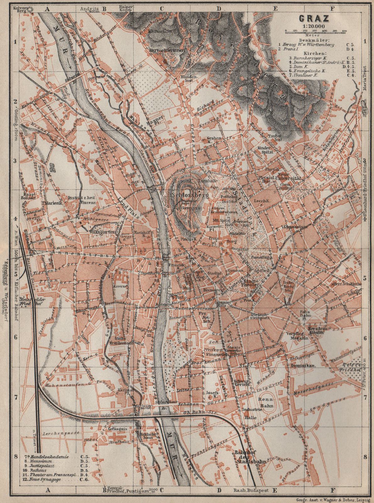 GRAZ (GRATZ) town city plan stadtplan. Austria Österreich karte 1911 old map